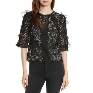 Rebecca Taylor moonflower silk lace top
